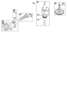 Crankshaft Group Diagram and Parts List for 44C777-0010-G1 400000 - 699999 Briggs and Stratton Engine